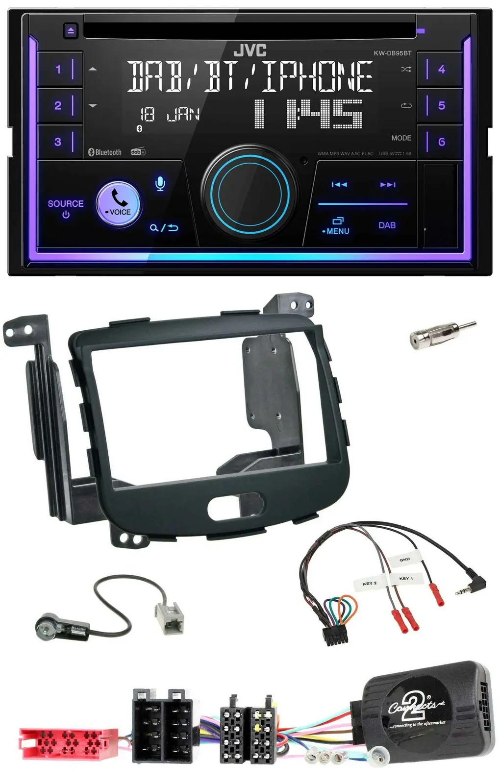 Автомагнитола JVC 2DIN, DAB, Bluetooth, CD, для Hyundai i10 2009–2013, поддержка кнопок на руле