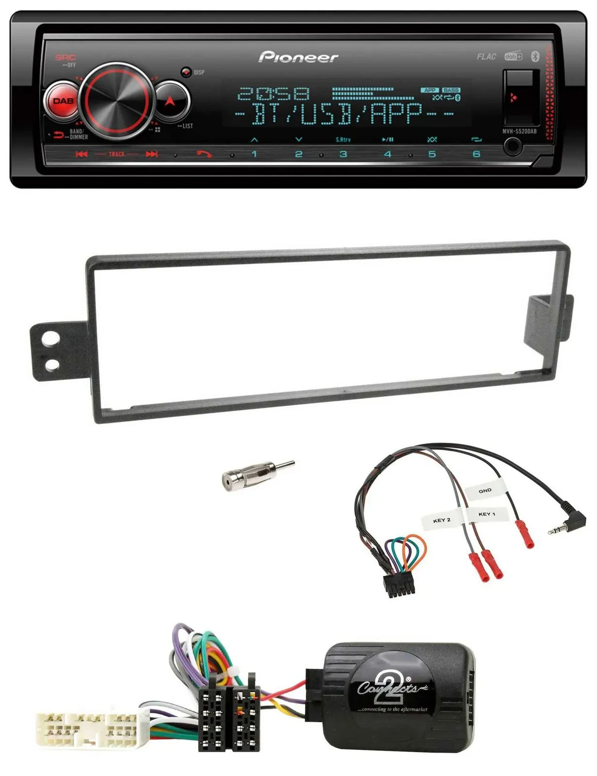 Pioneer Bluetooth USB Lenkrad DAB Autoradio für SsangYong Rexton 2003-2006 ohne