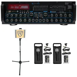 Technical Pro MM2000BT Active Bluetooth Karaoke Mixer Amp SD, USB+(2) Mics+Stand