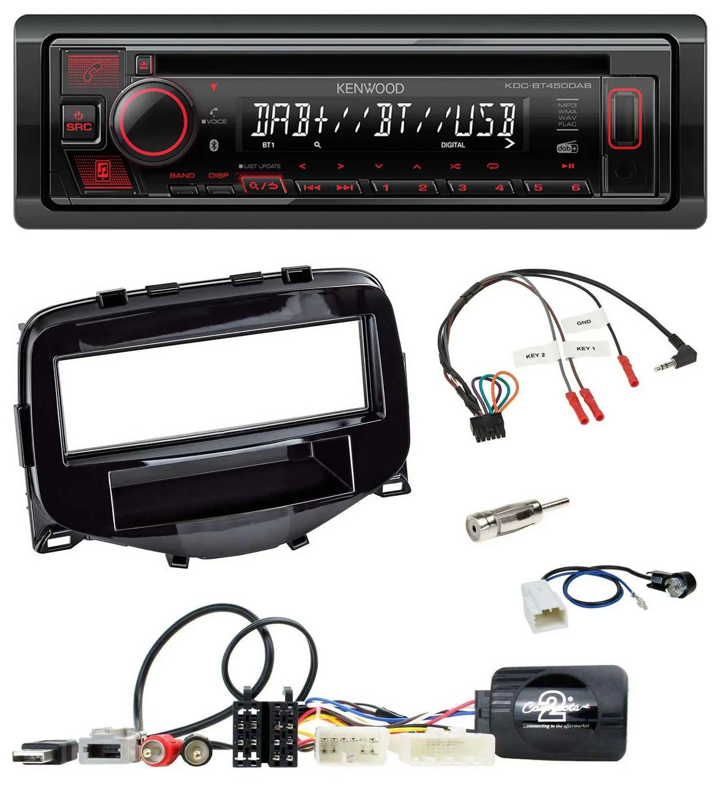 Kenwood Lenkrad CD USB Bluetooth DAB Autoradio für Toyota Aygo 2014-2021