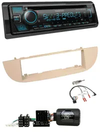 Автомагнитола для Fiat 500 (с 2007) Kenwood CD, Bluetooth, USB, DAB, перламутрово-серый