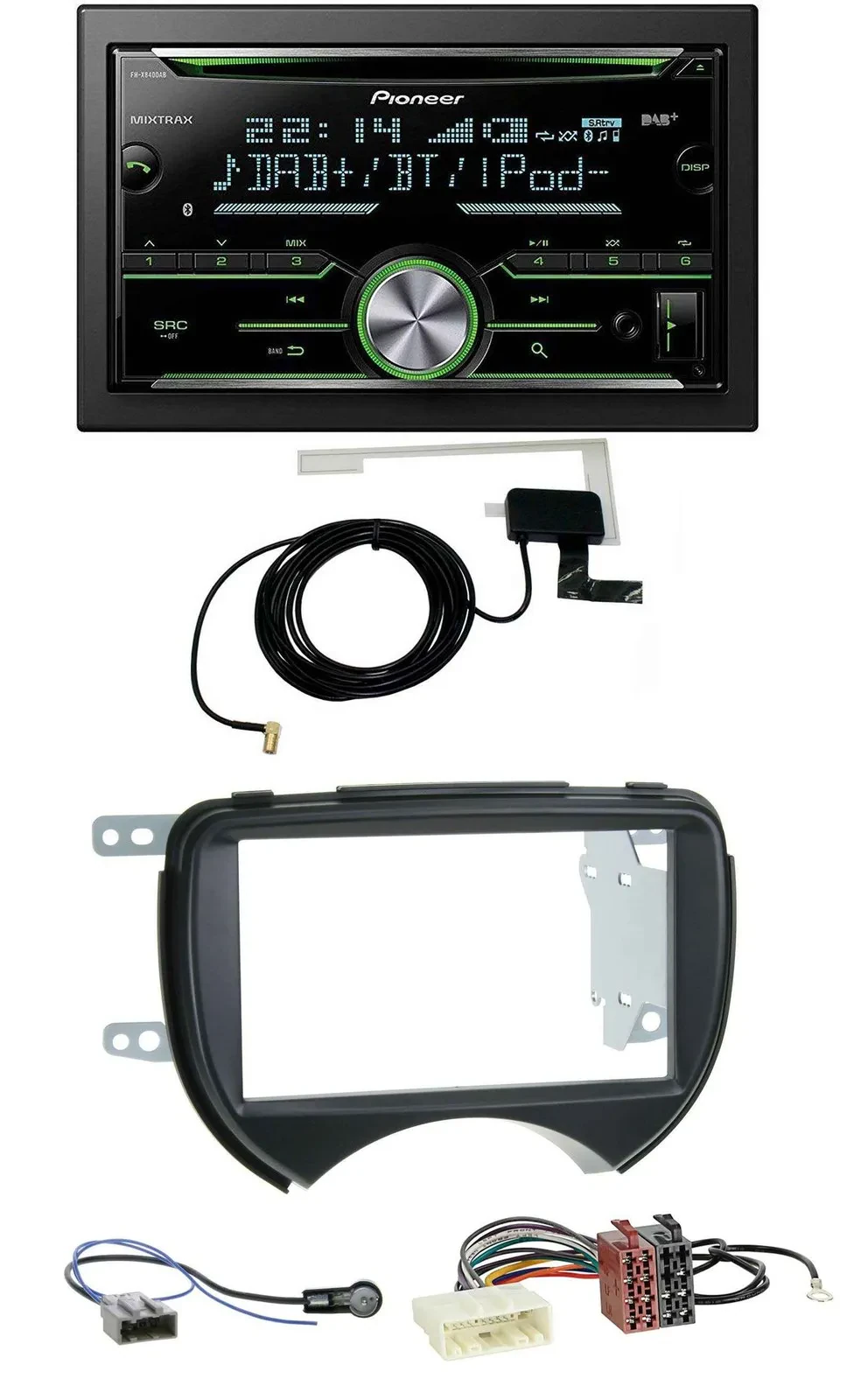 Pioneer CD USB MP3 Bluetooth 2DIN DAB Autoradio für Nissan Micra 10-13 schwarz