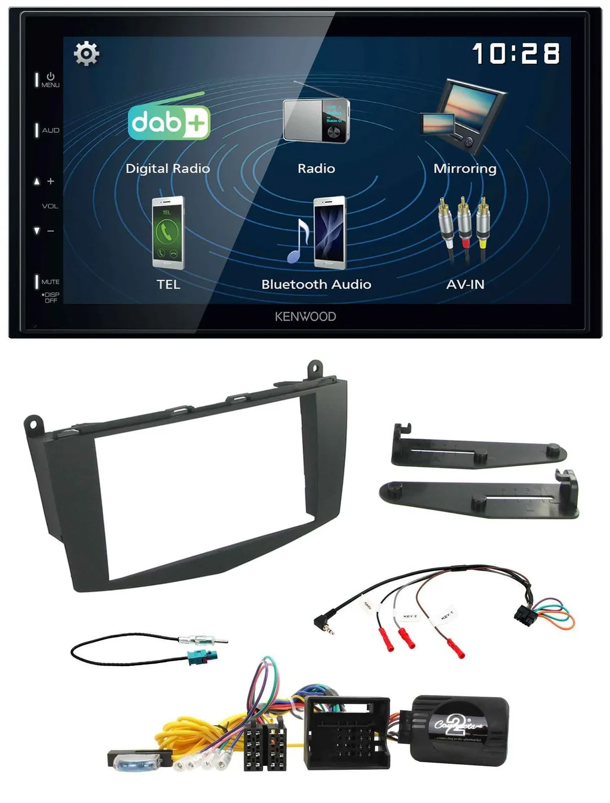 Kenwood 2DIN Bluetooth Lenkrad USB DAB Autoradio für Mercedes C-Klasse 07-11 W20