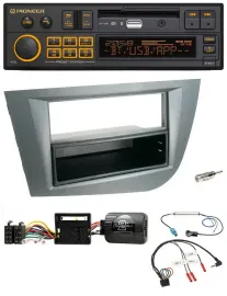 Pioneer DAB Lenkrad USB Bluetooth Autoradio für Seat Leon 2005-2010 dunkelgrau m
