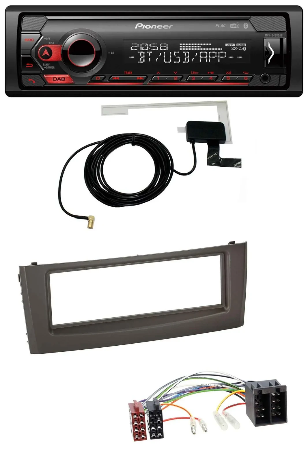 Автомагнитола для Fiat Grande Punto (с 2005) Pioneer DAB USB MP3 Bluetooth, черный