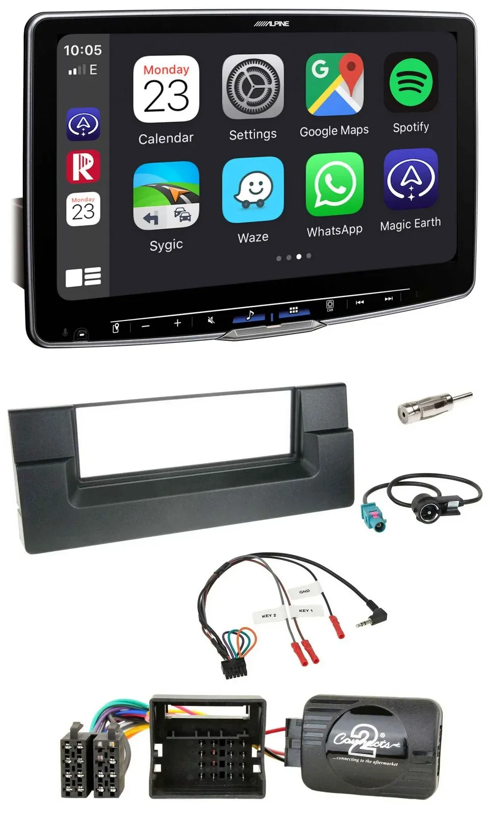 Alpine Lenkrad USB Bluetooth DAB Autoradio für BMW 5er E39 01-04 Aktivsystem Qua