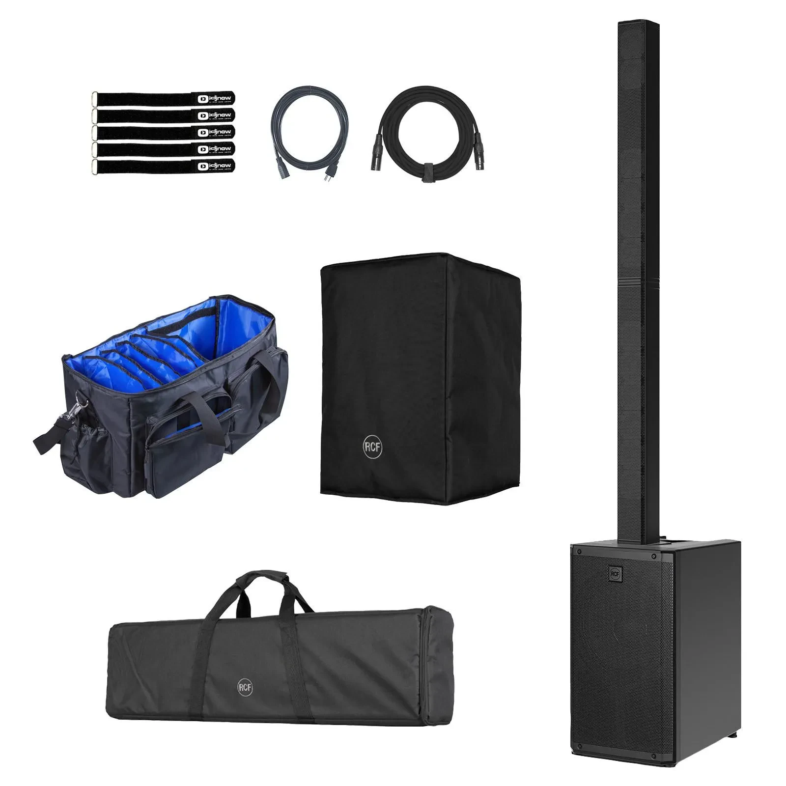 RCF EVOX-J11 Active 12" Three-Way Column Array Black with Cover Pack