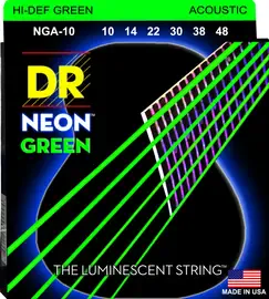 Струны для акустической гитары DR Strings HI-DEF NEON DR NGA-10, 10 - 48