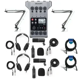 Zoom Zoom PodTrak P4 Podcast Recorder Bundle with 2x Zoom ZDM-1 Podcast Micropho