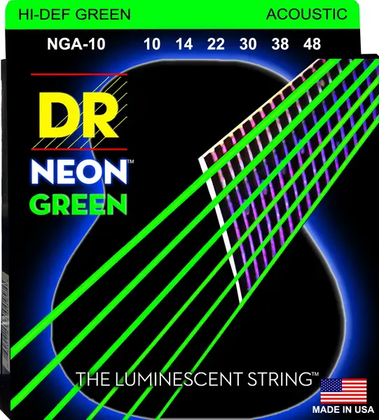 Струны для акустической гитары DR Strings HI-DEF NEON DR NGA-10, 10 - 48