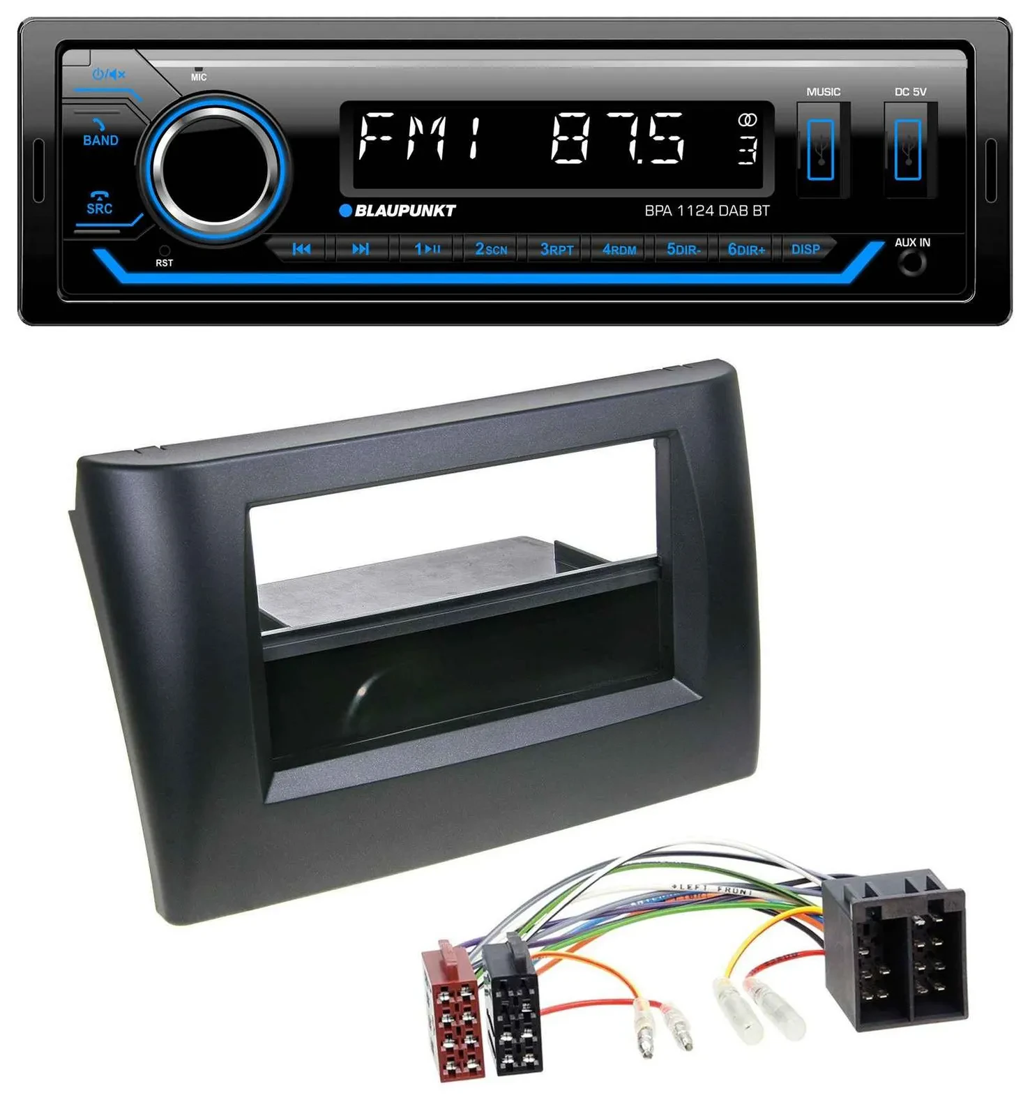Blaupunkt Bluetooth USB DAB MP3 Autoradio für Fiat Stilo 192 01-08 Ablagefach