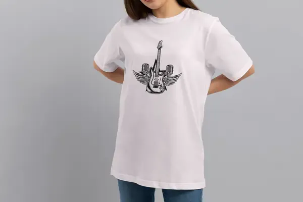 Футболка Popmerch WWXL62 "Guitar With Wings" белая, женская, размер XL