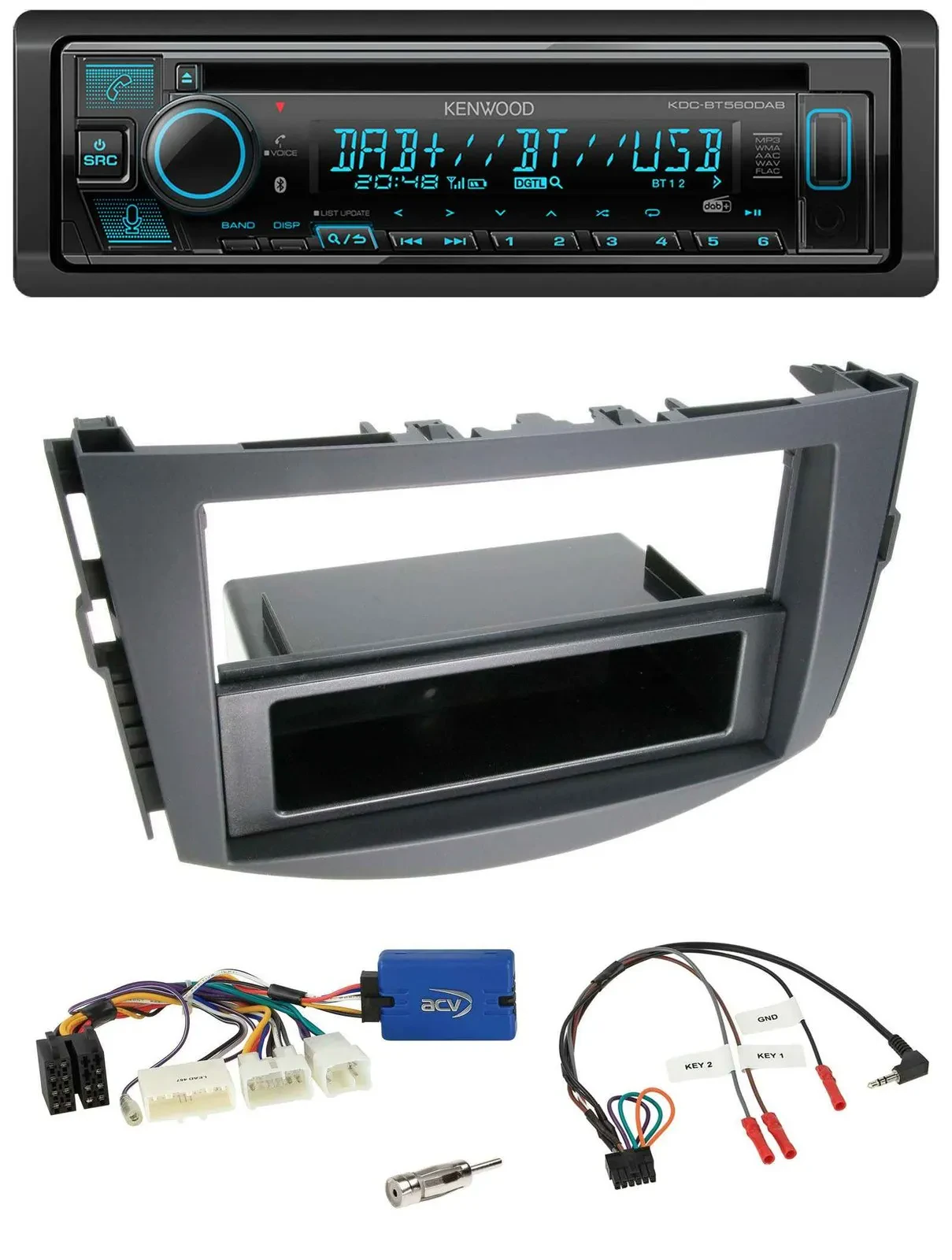 Kenwood Bluetooth DAB CD Lenkrad USB Autoradio für Toyota RAV-4 2011-2013