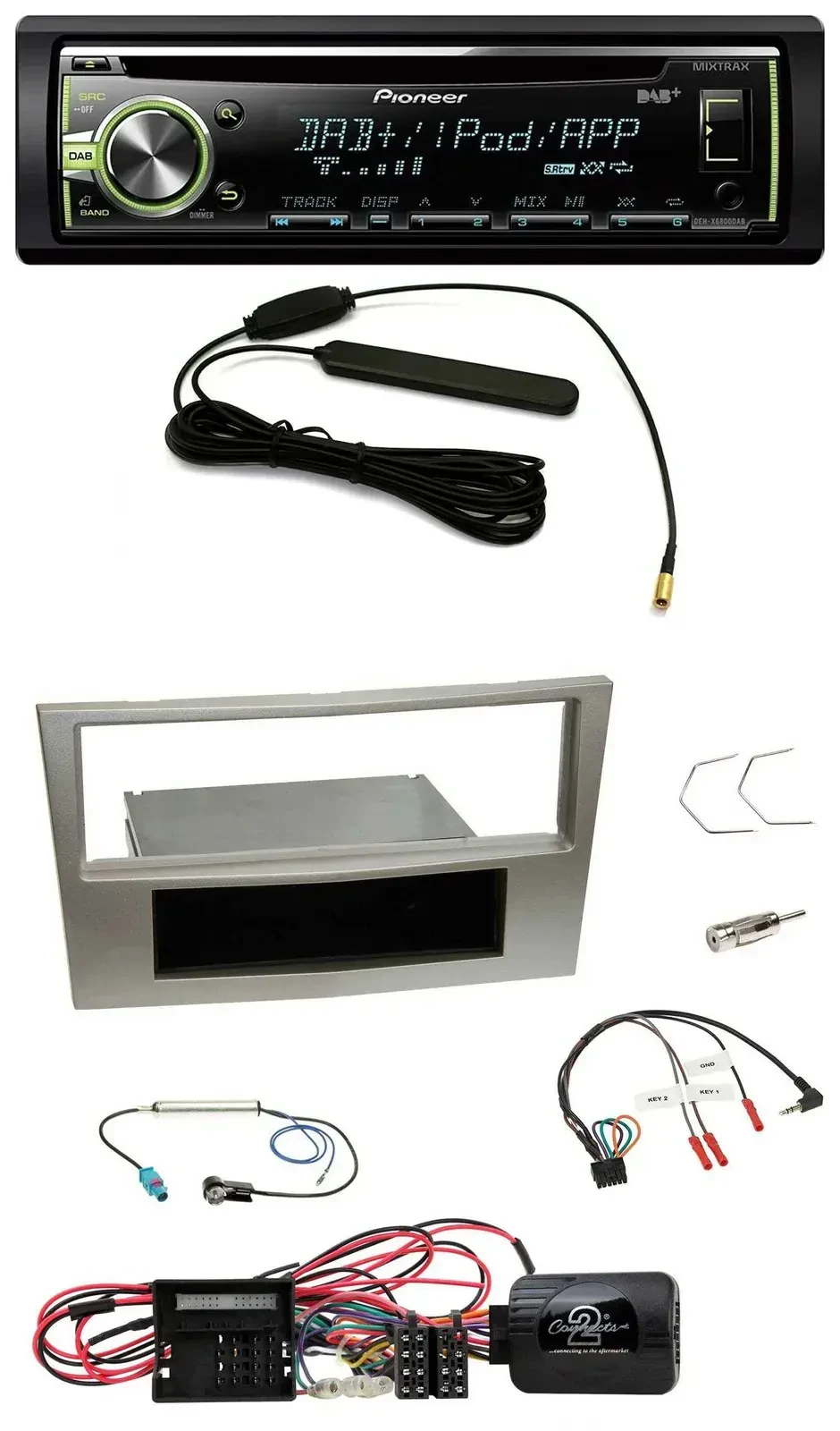 Автомагнитола для Opel Corsa D Pioneer CD/USB, DAB, поддержка кнопок на руле, цвет сатин-стоун (2009–2014)