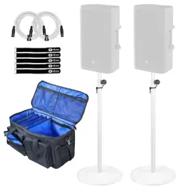 Gravity GSSPWBSET1W White Weighted PA DJ Speaker Stands Pair w Accessory Bag