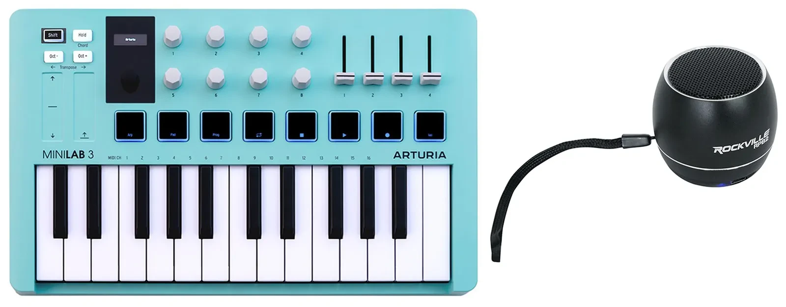 MIDI-контроллер Arturia MiniLab 3 Aquamarine (набор) + портативная Bluetooth-колонка