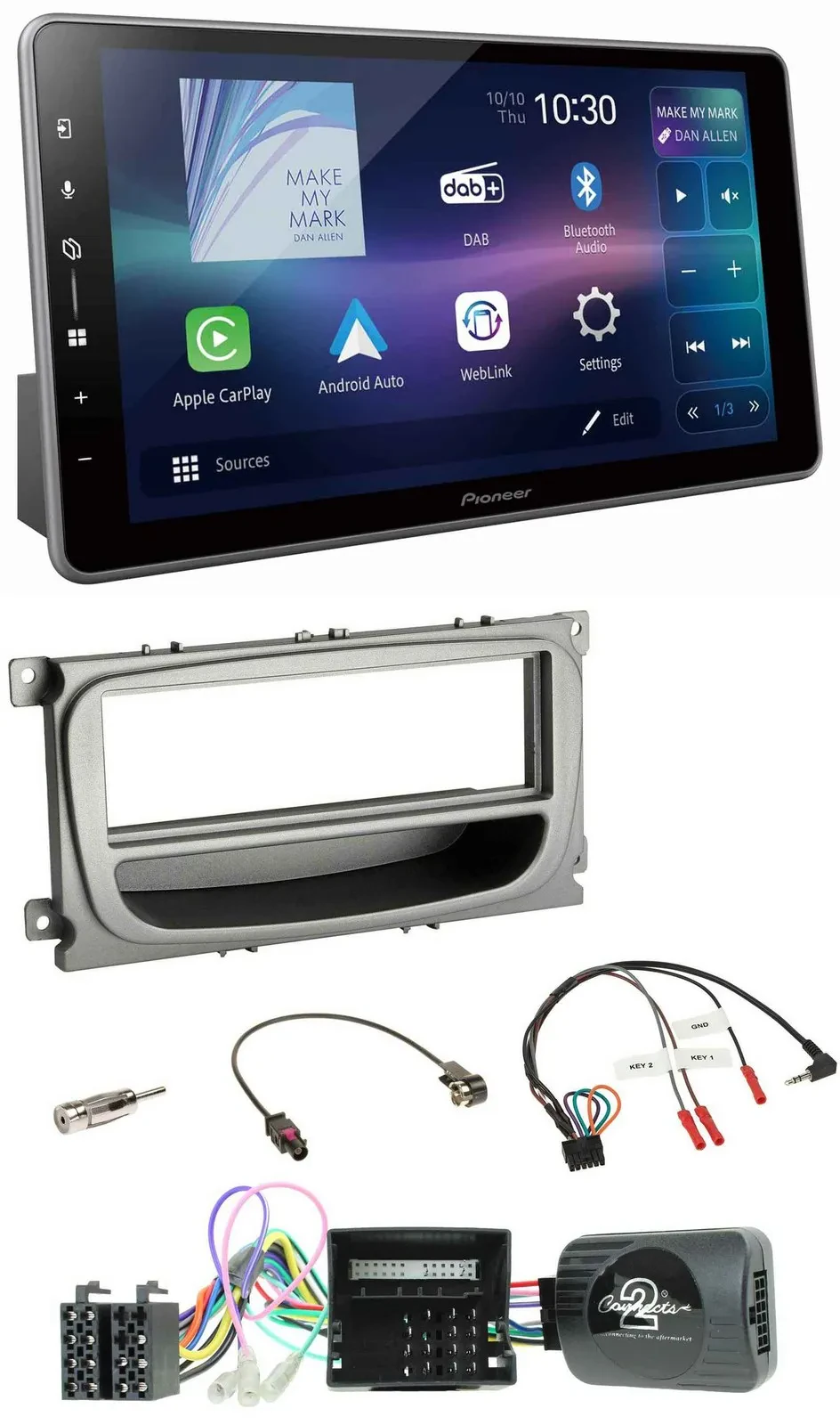Pioneer Bluetooth USB DAB Lenkrad Autoradio für Ford Focus Galaxy C-Max Can ab 2