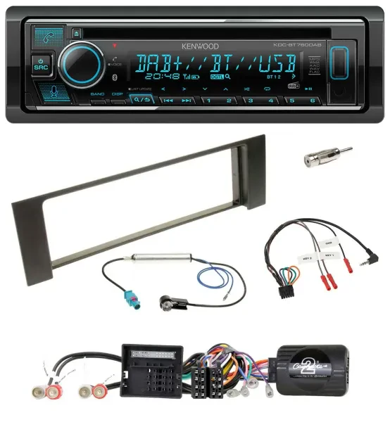 Kenwood Lenkrad Bluetooth DAB USB CD Autoradio für Audi A4 00-04 B6 Quadlock Fak