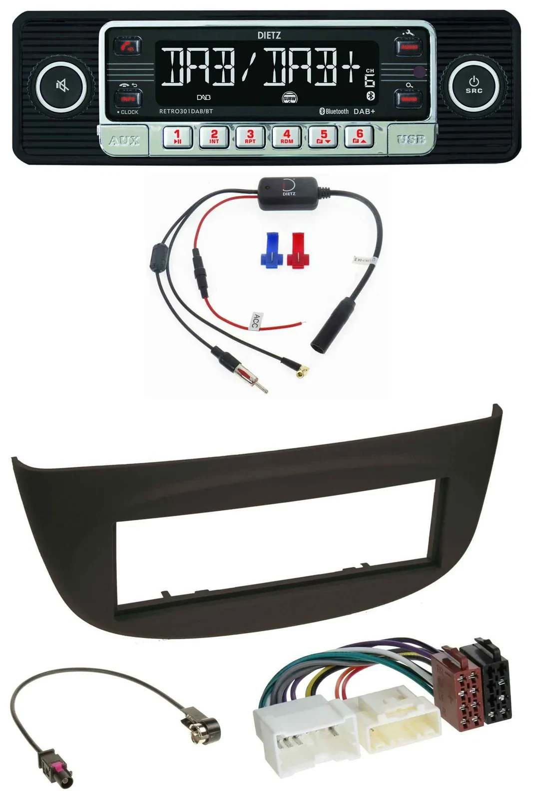 Dietz MP3 DAB Bluetooth USB Autoradio für Renault Twingo ab 2012 schwarz