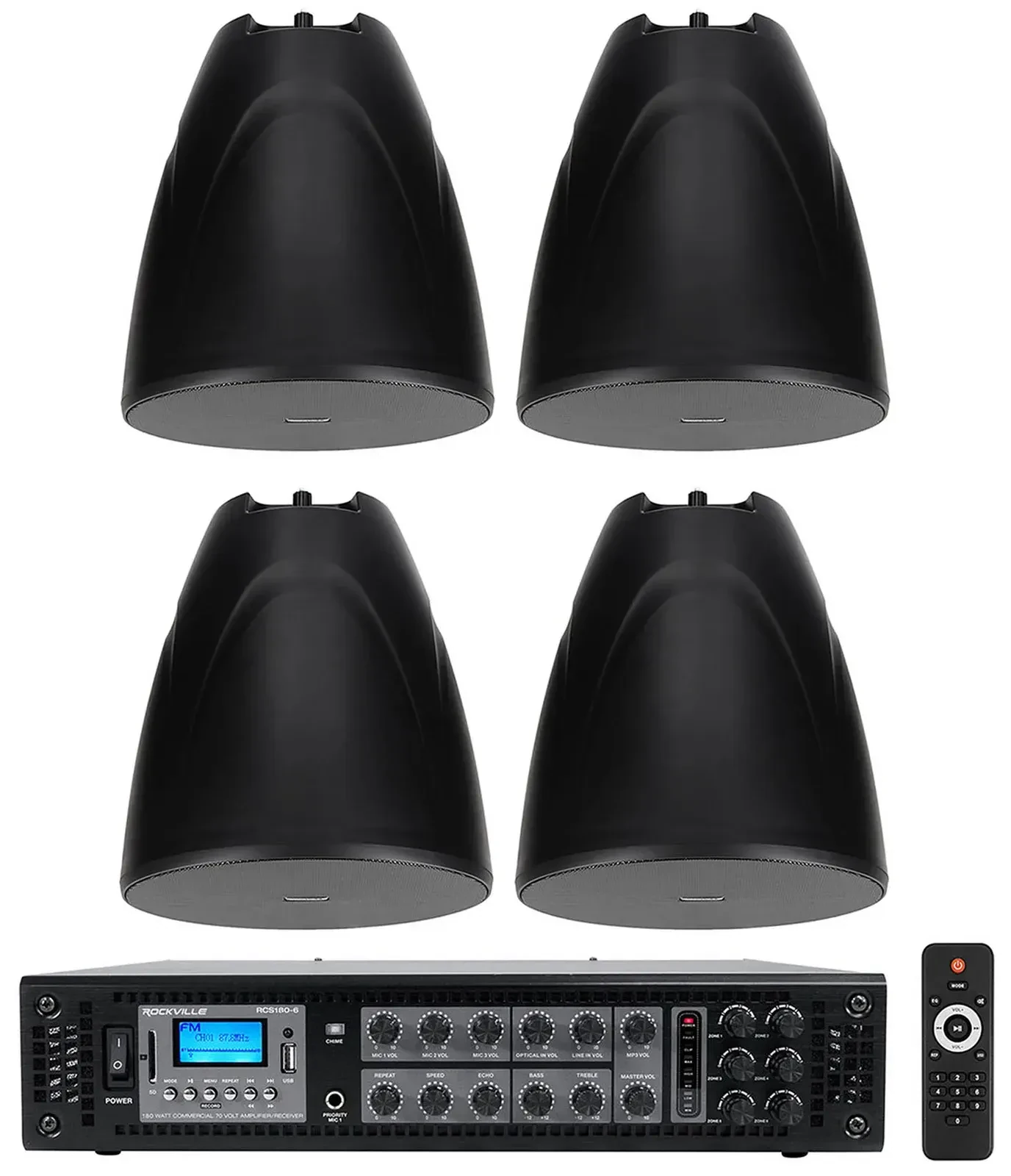 Потолочная акустика Rockville PEN-80T Black с усилителем (4 штуки)