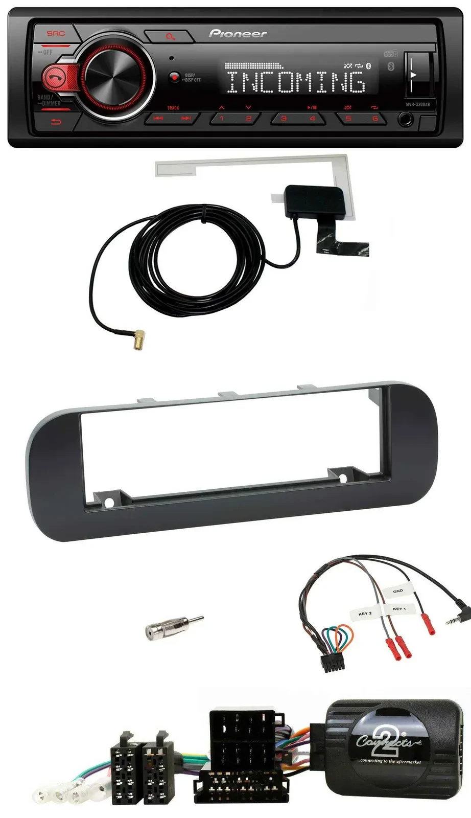 Pioneer MP3 Lenkrad CD DAB USB Autoradio für Fiat Panda 2012-2020 schwarz