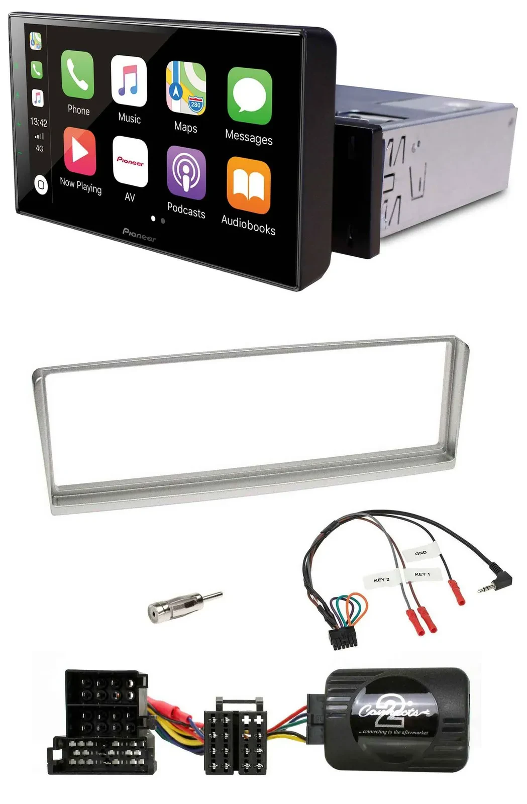 Pioneer Bluetooth Lenkrad DAB USB Autoradio für Alfa Romeo 156 2002-2003 silber