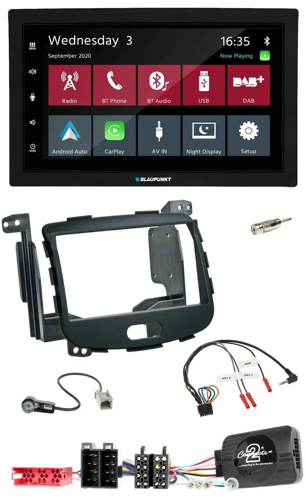 Blaupunkt DAB Bluetooth USB Lenkrad 2DIN Autoradio für Hyundai i10 09-13 Rubber