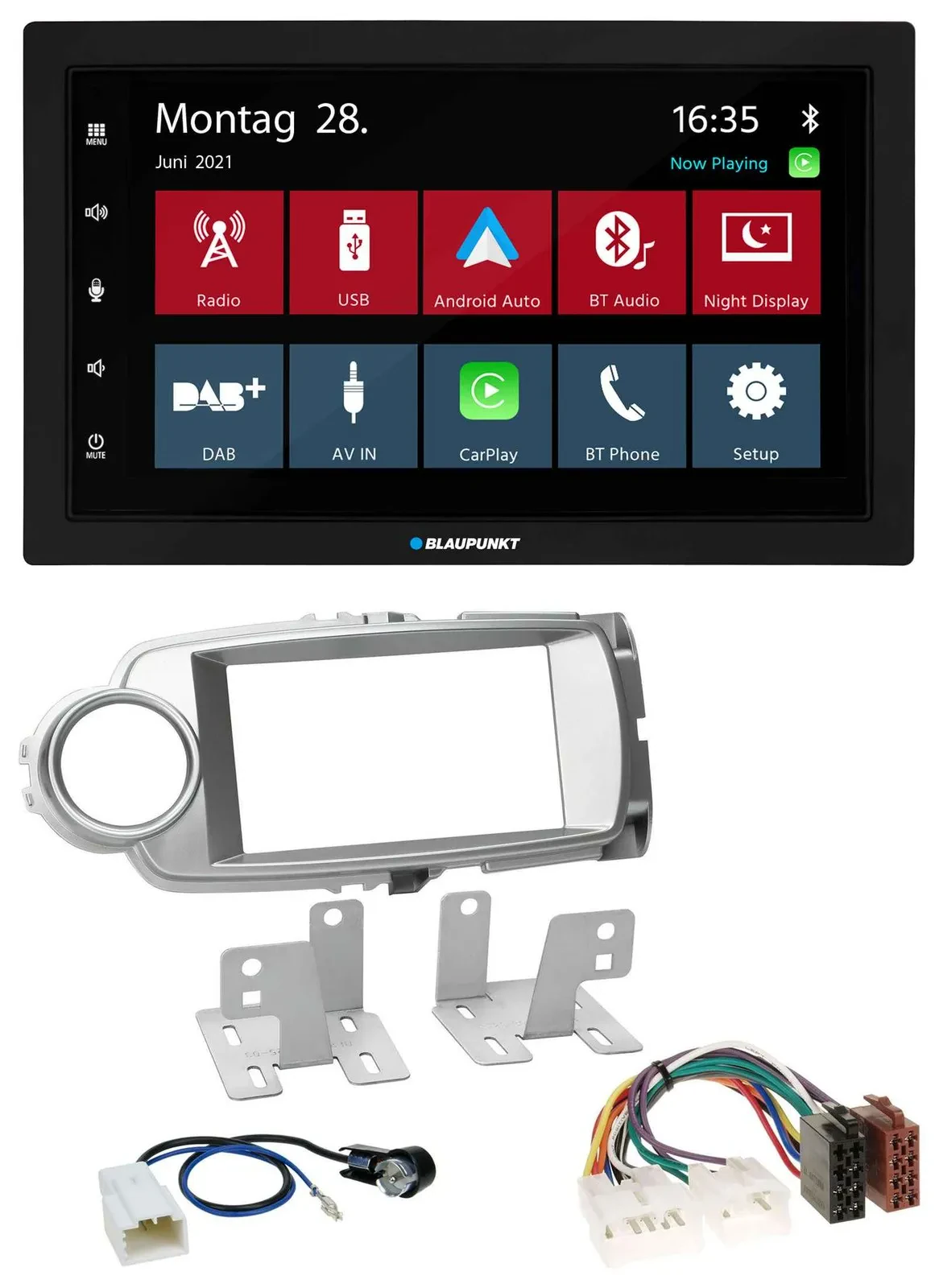 Blaupunkt MP3 Bluetooth DAB 2DIN USB Autoradio für Toyota Yaris 2011-2014 silber