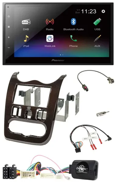 Pioneer USB Bluetooth DAB 2DIN Lenkrad Autoradio für Dacia ab 12 dunkelbraun