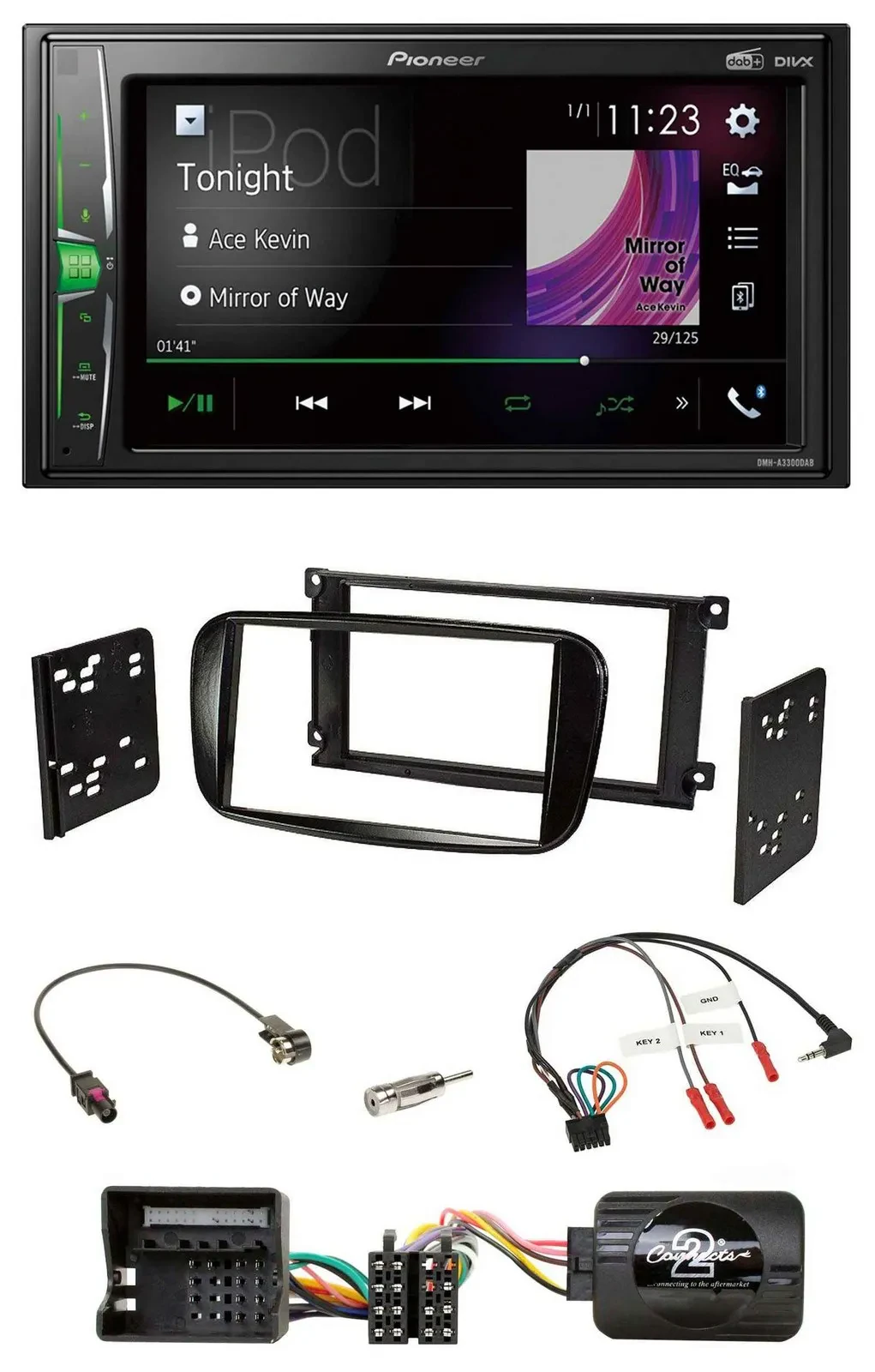 Pioneer 2DIN Lenkrad DAB USB Bluetooth Autoradio für Ford C-Max Focus Galaxy glä