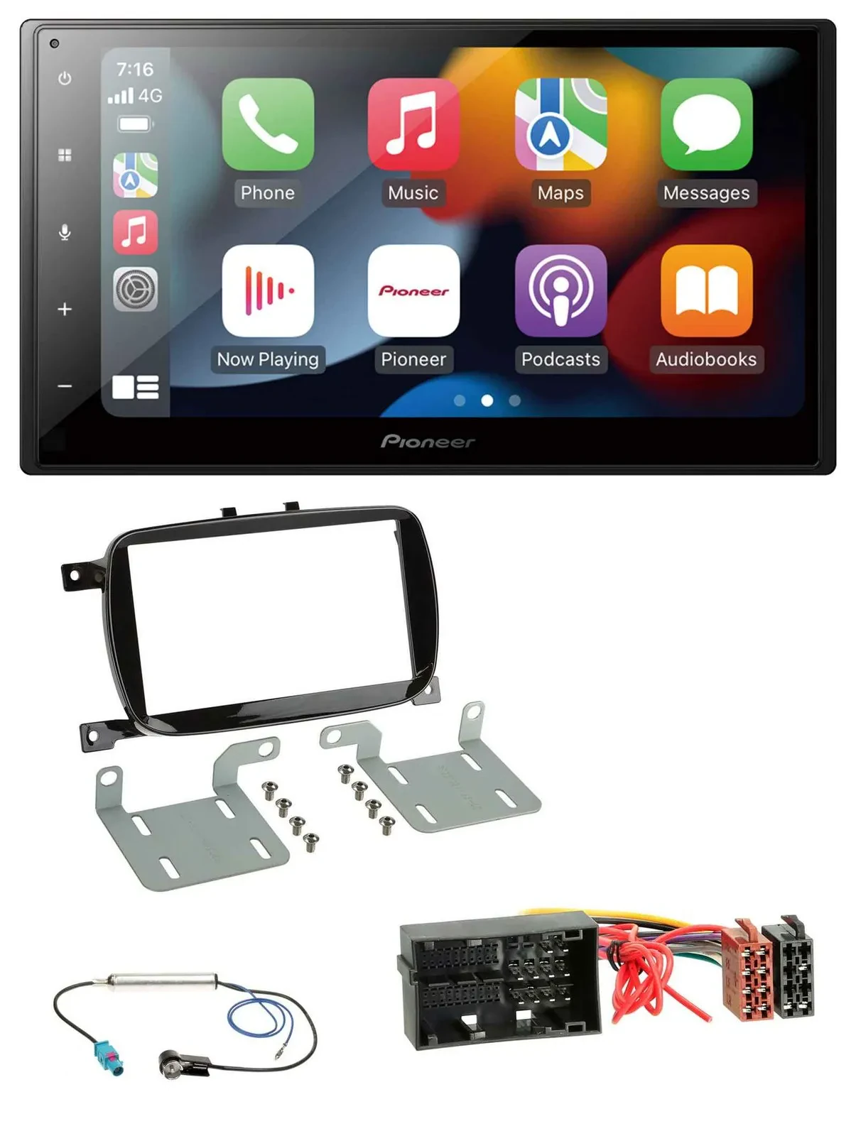 Pioneer DAB Bluetooth 2DIN USB MP3 Autoradio für Fiat 500 ab 2016 klavierlack sc