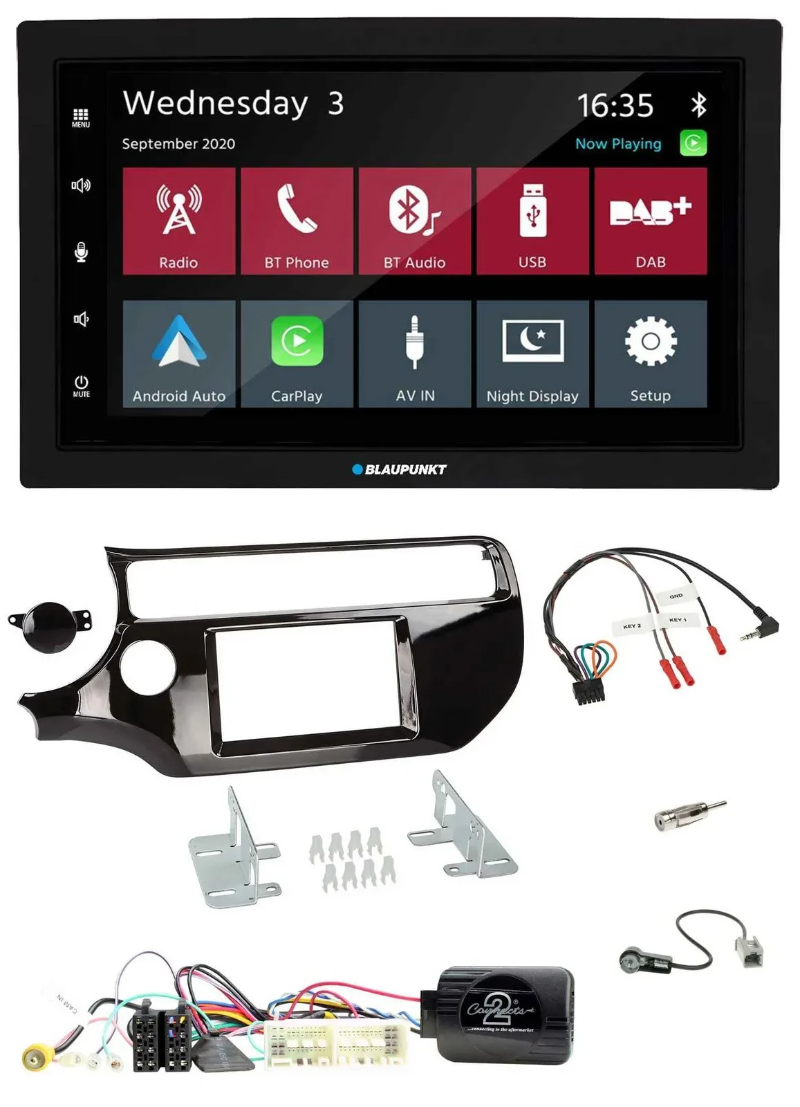 Blaupunkt 2DIN Lenkrad USB Bluetooth DAB Autoradio für Kia Rio UB 2017-2023 pian
