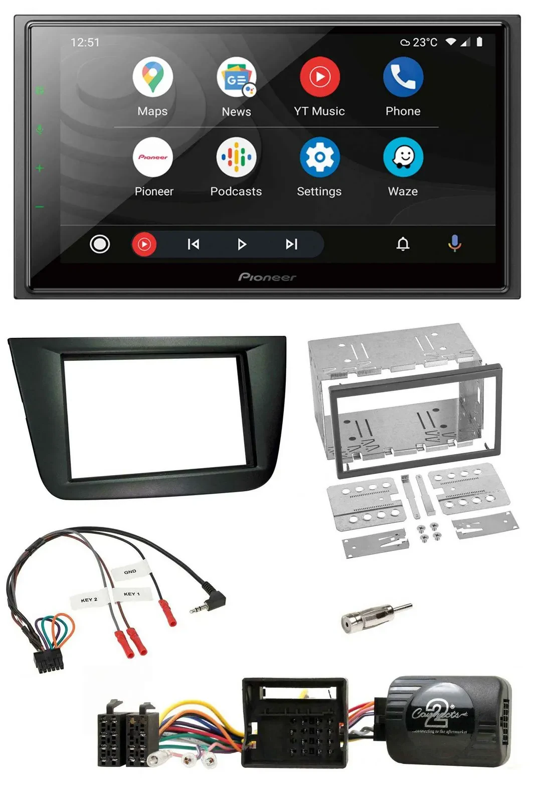 Pioneer USB 2DIN DAB Lenkrad Bluetooth Autoradio für Seat Altea Toledo schwarz