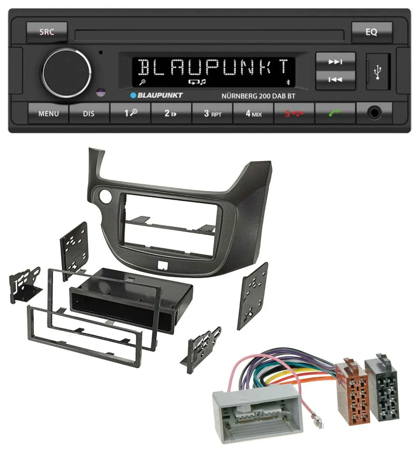Blaupunkt USB DAB MP3 Bluetooth Autoradio für Honda Jazz (ab 2009) dunkelgrau