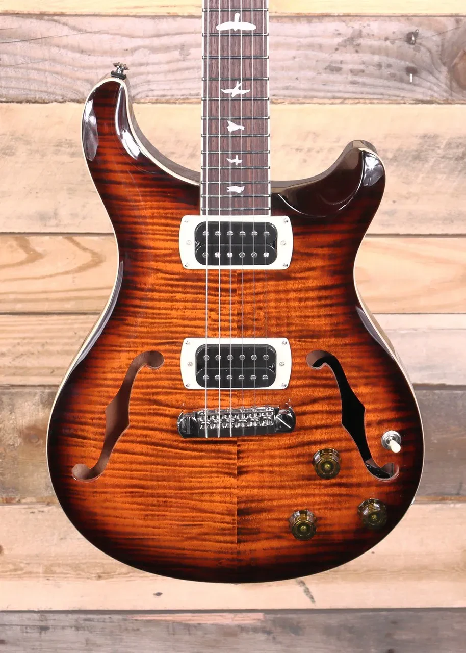 Электрогитара PRS SE Flatback Hollowbody I Piezo Orange Tiger Smokeburst с чехлом