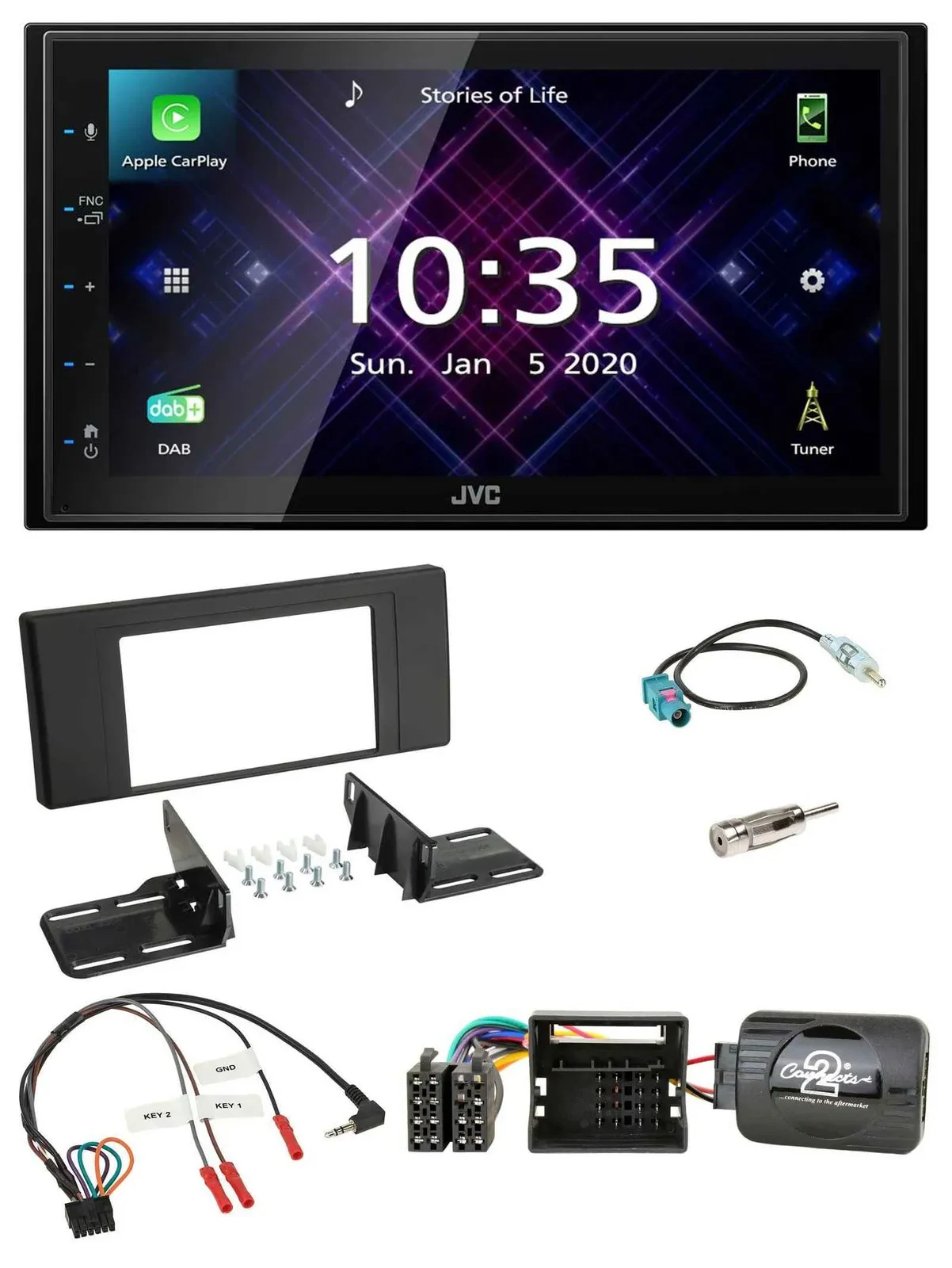 JVC DAB 2DIN Lenkrad Bluetooth USB Autoradio für Land Rover Range Rover Vogue 20