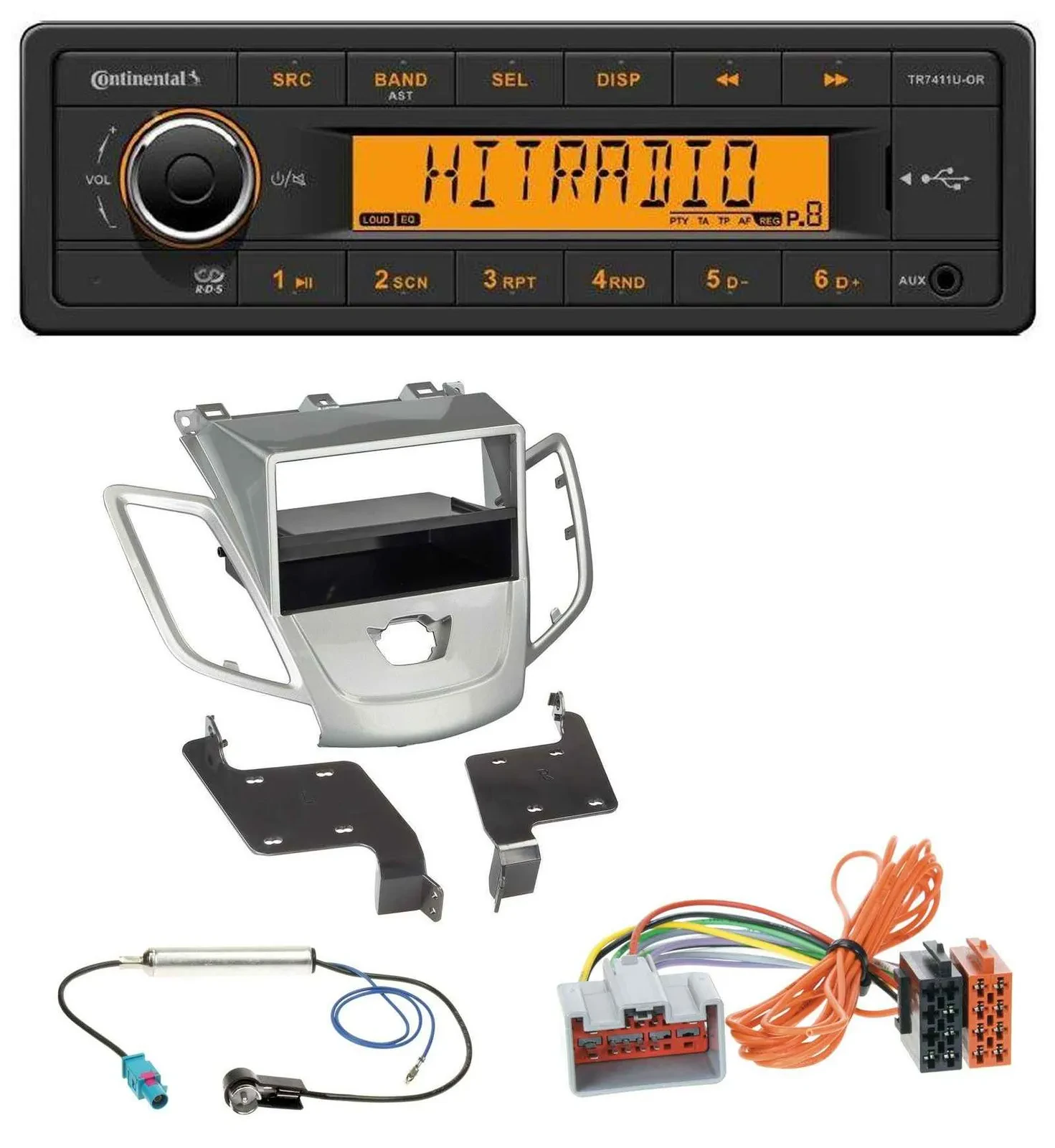 Continental 1DIN USB AUX MP3 Autoradio für Ford Fiesta 08-10 JA8 ohne Display si