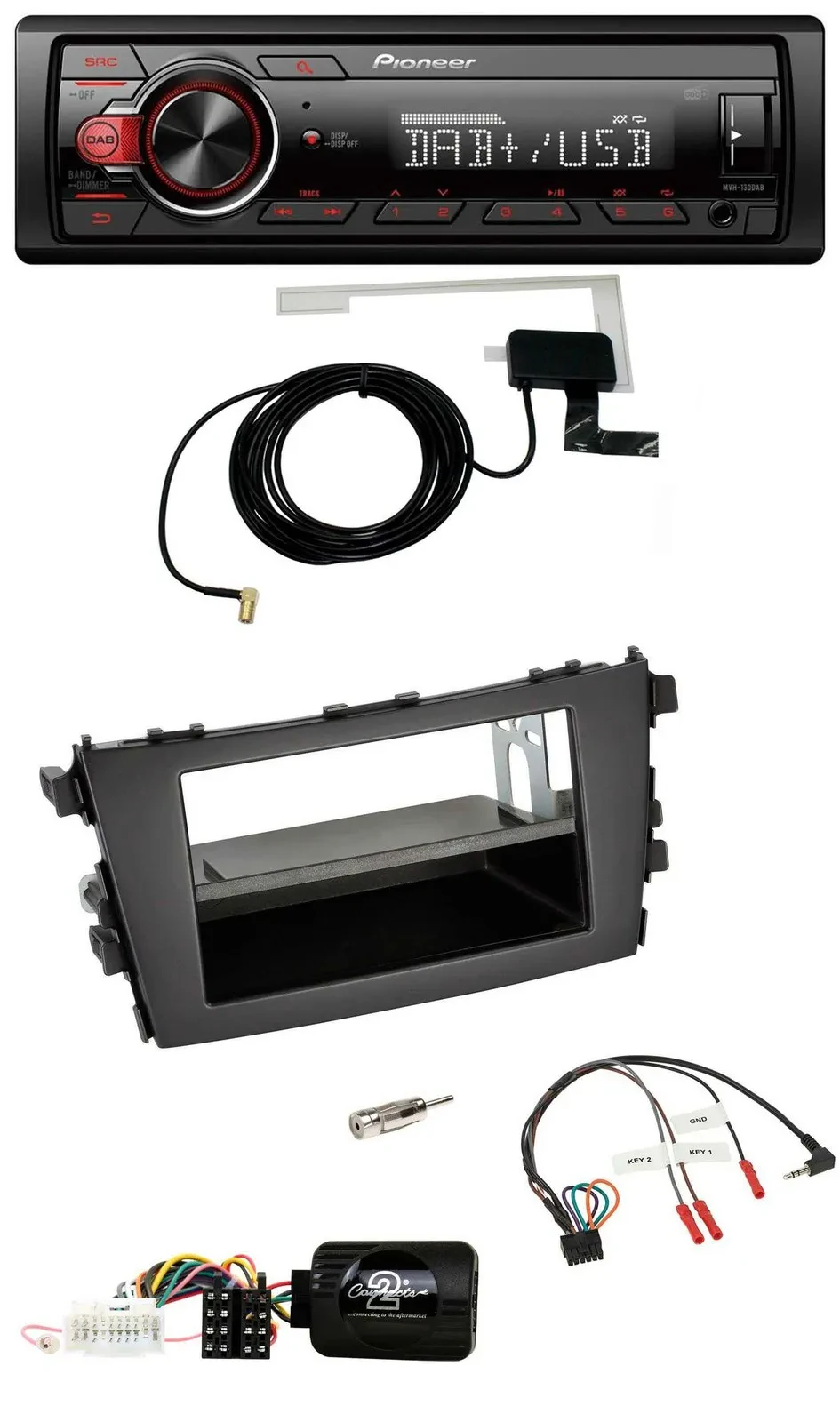 Автомагнитола Pioneer 1-DIN, MP3, DAB, USB, поддержка управления на руле, для Suzuki Celerio LF (с 2014)