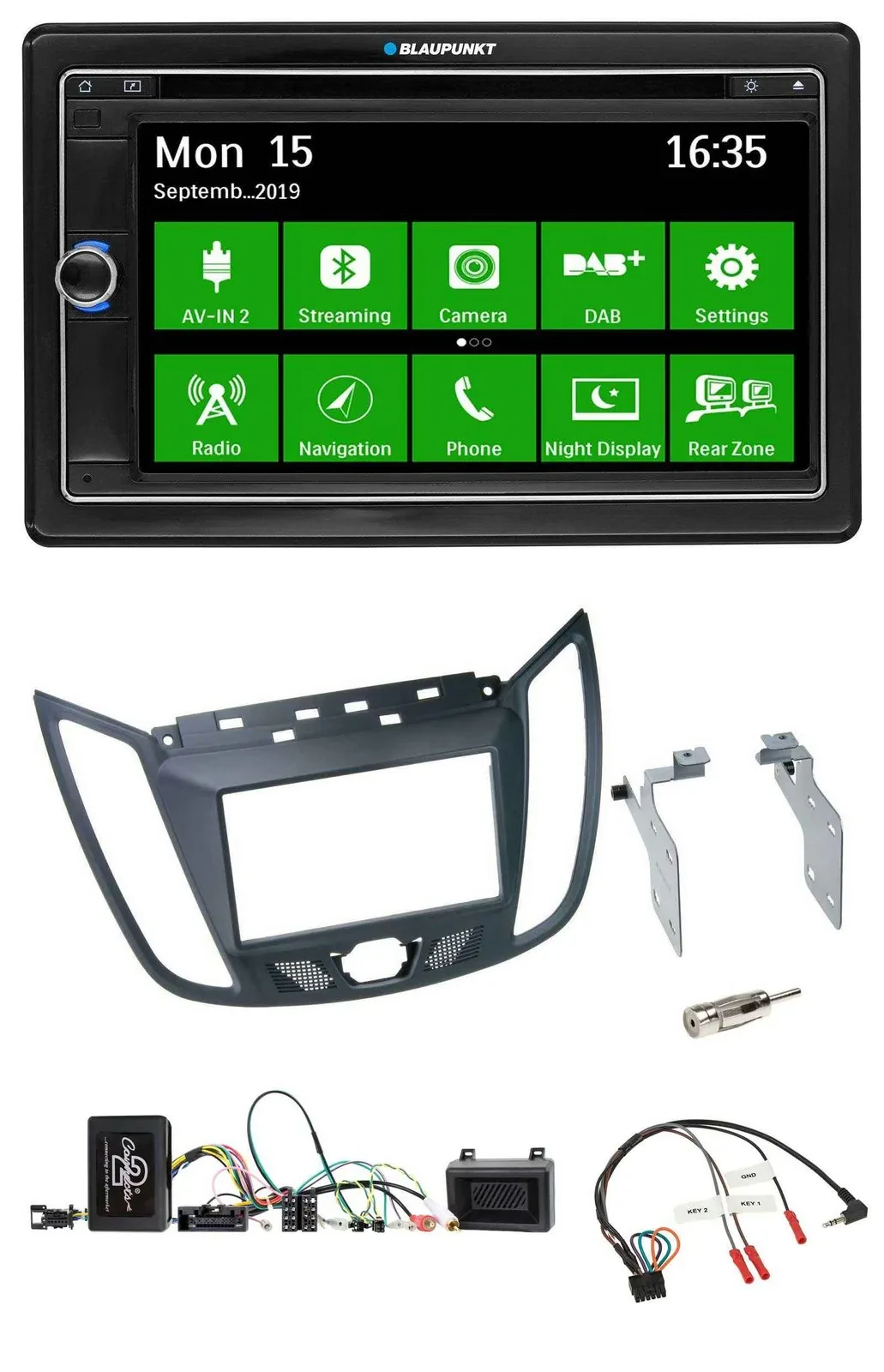 Blaupunkt Bluetooth 2DIN Lenkrad DAB USB TMC Navigation für Ford C-Max ab 2011 g