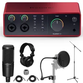Focusrite Scarlett 4i4 4th Gen USB Interface with Software Suite, Bundle with AT