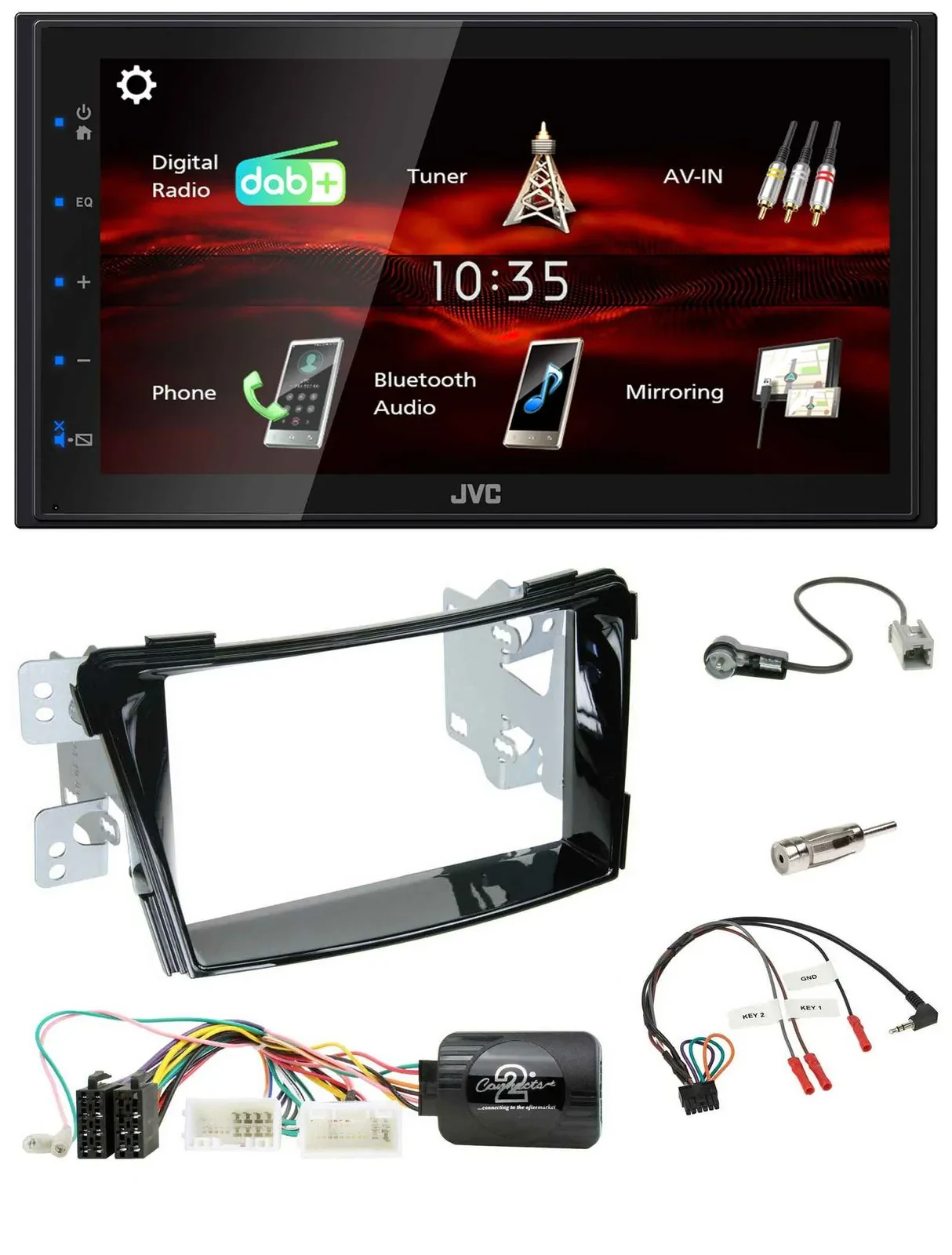 JVC USB Bluetooth Lenkrad DAB 2DIN Autoradio für Hyundai i40 ab 2011 VF Klavierl