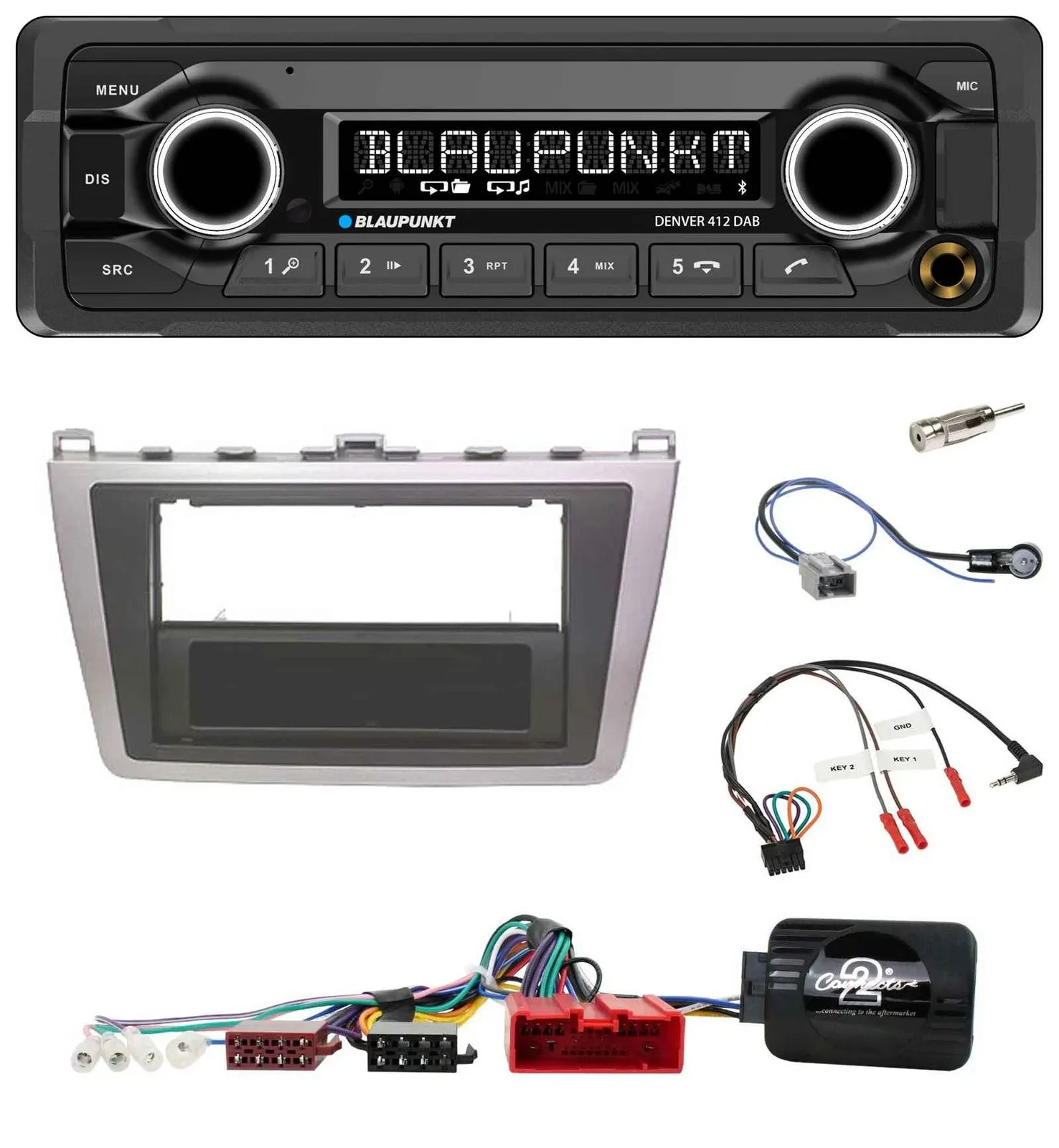 Blaupunkt Bluetooth DAB Lenkrad USB Autoradio für Mazda 6 08-12 silber schwarz