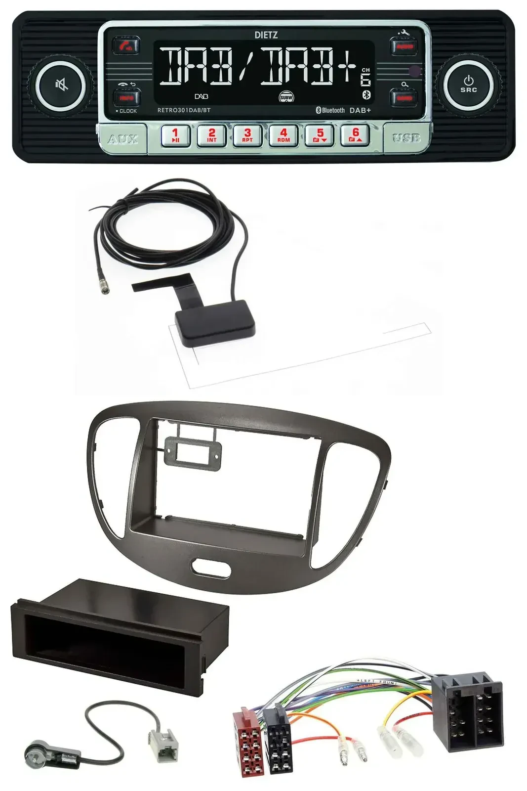 Dietz DAB Bluetooth USB MP3 Autoradio für Hyundai i10 2008-2013 dunkelsilber