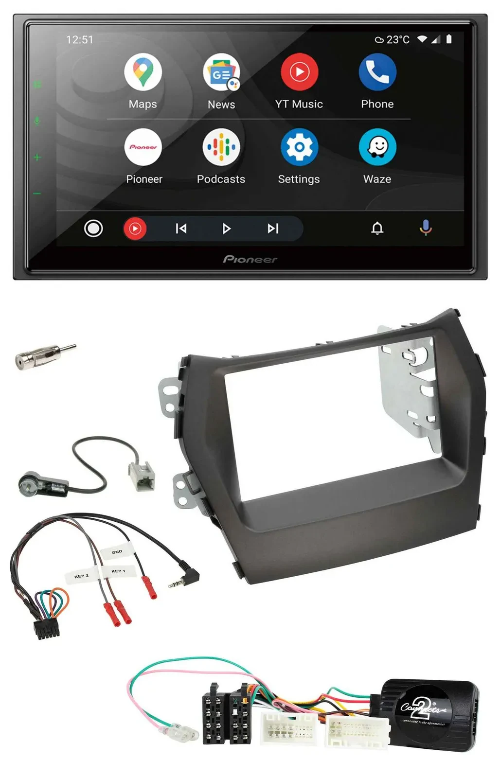 Pioneer USB 2DIN DAB Lenkrad Bluetooth Autoradio für Hyundai Santa Fe ab 2012 oh