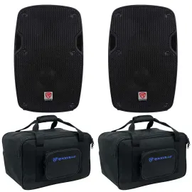 (2) Rockville SPG84 8" 800w DJ PA Speakers Lightweight Cabinets 4-Ohm+Carry Bags