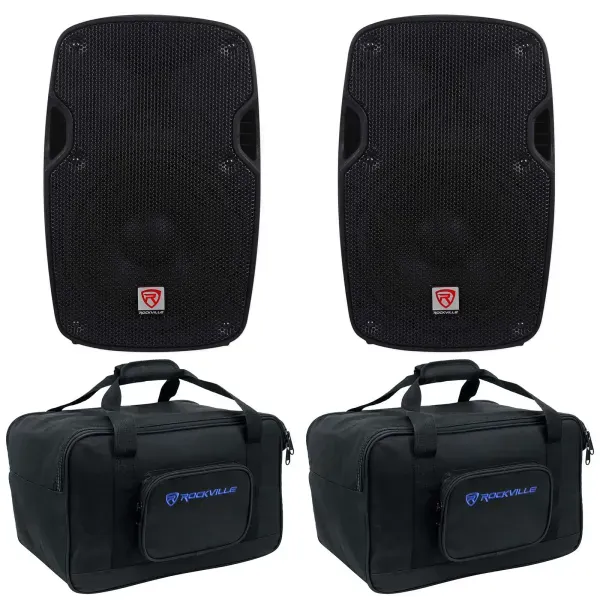 (2) Rockville SPG84 8" 800w DJ PA Speakers Lightweight Cabinets 4-Ohm+Carry Bags