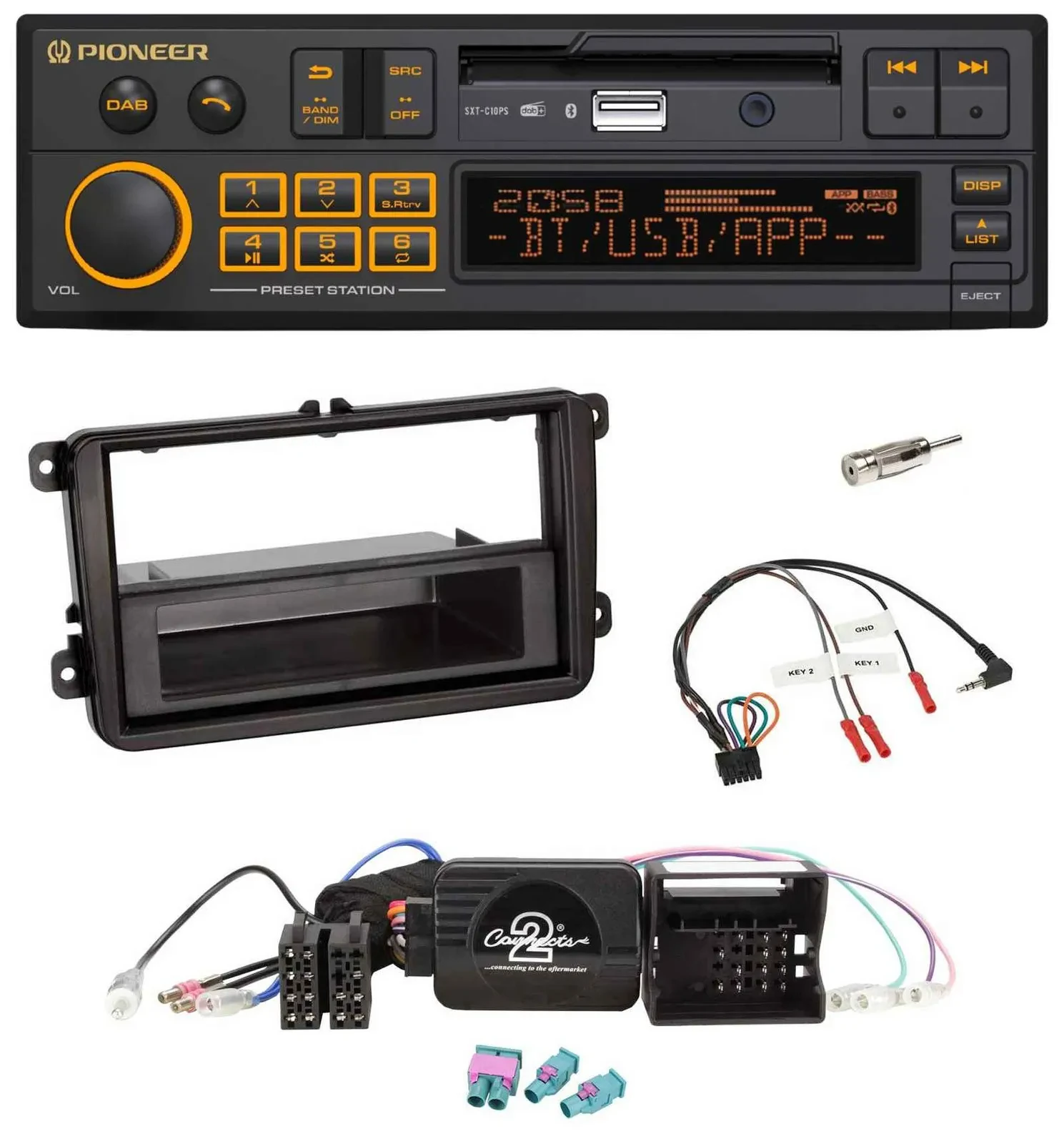 Pioneer DAB Lenkrad USB Bluetooth Autoradio für VW Amarok Beetle EOS Caddy Golf