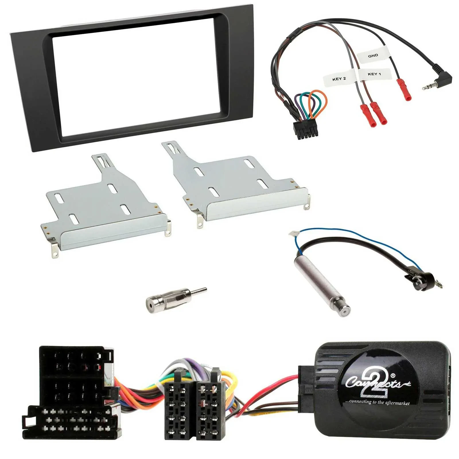 Einbauset Lenkradadapter Doppel DIN Autoradio für Audi A4 1999-2001