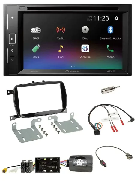 Pioneer Bluetooth Lenkrad USB 2DIN DAB DVD Autoradio für 500 X ab 2016 Facelift