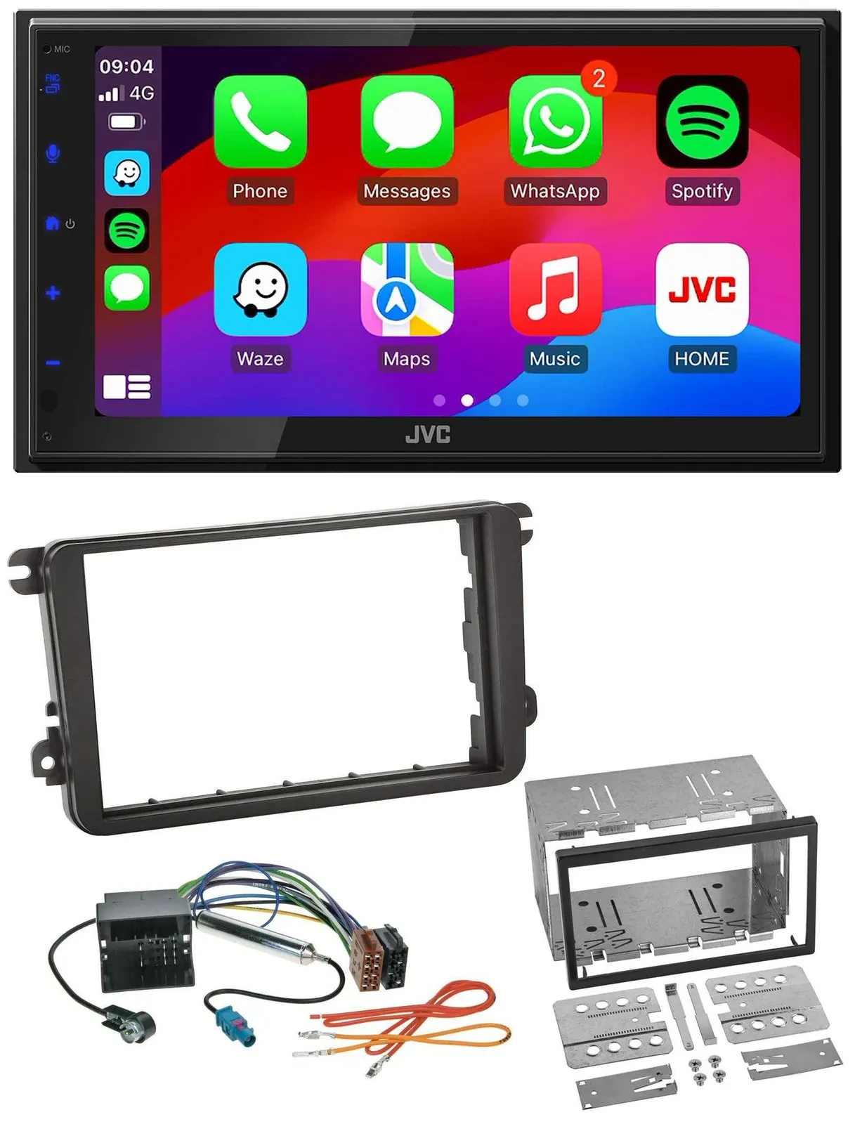 JVC Bluetooth USB MP3 2DIN DAB Autoradio für VW Passat 05-14 Polo 09-14 Scirocco